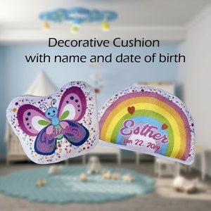 Almohada personalizada para bebé: Decoración infantil con estadísticas de nacimiento personalizadas
