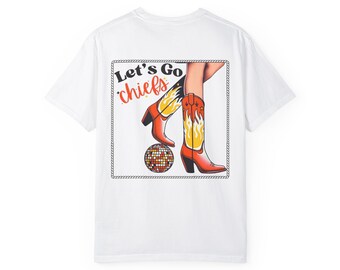 Chiefs Cowgirl Disco T-Shirt: Kansas City Tailgate Apparel (Comfort Colors)