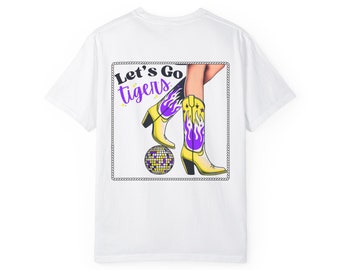 Tigers Game Day T-Shirt: Cowboy Boots & Disco Ball - Comfort Colors