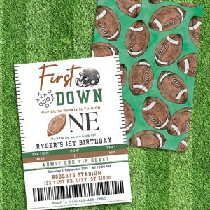 First Down Football Birthday Invitation: Editable 1st Birthday Invite (Digital Download)
