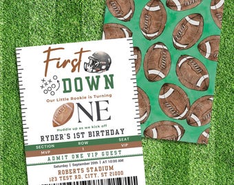 First Down Football Birthday Invitation: Editable 1st Birthday Invite (Digital Download)