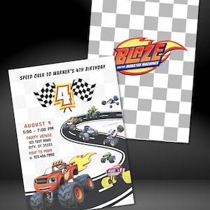 Blaze and the Monster Machines Birthday Invitation Template: Editable Party Invite (Digital Download)