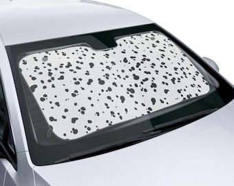 Dalmatian Print Car Sunshade: UV Windshield Cover for Dog Lovers