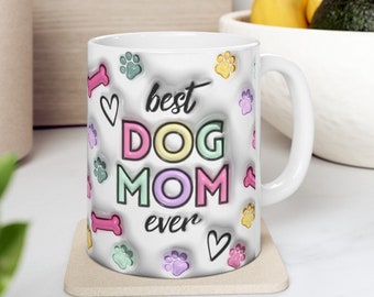 Moederdag mok - beste hond moeder ooit - Moeder Baby mok - Gepersonaliseerde mok, Dierenliefhebber - Hondenmok, Holding Hands Custom Child Gift - Dog Mum