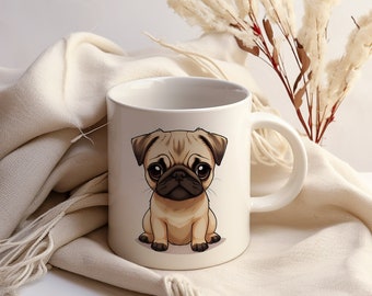 Pugging Adorable Pug Ceramic Mug, Animal Mug, Pug Mug, Cute Animal Mug, Gift for Her, Gift for Mom, Cute Mug, Cute Dog Mug, Dog Mug