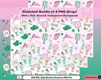 Pickleball PNG Tumbler Wrap 20 oz, PNG Bundle, Pickleball clipart, Pickleball Seamless, Retro Pickleball gift, Coquette Pickleball