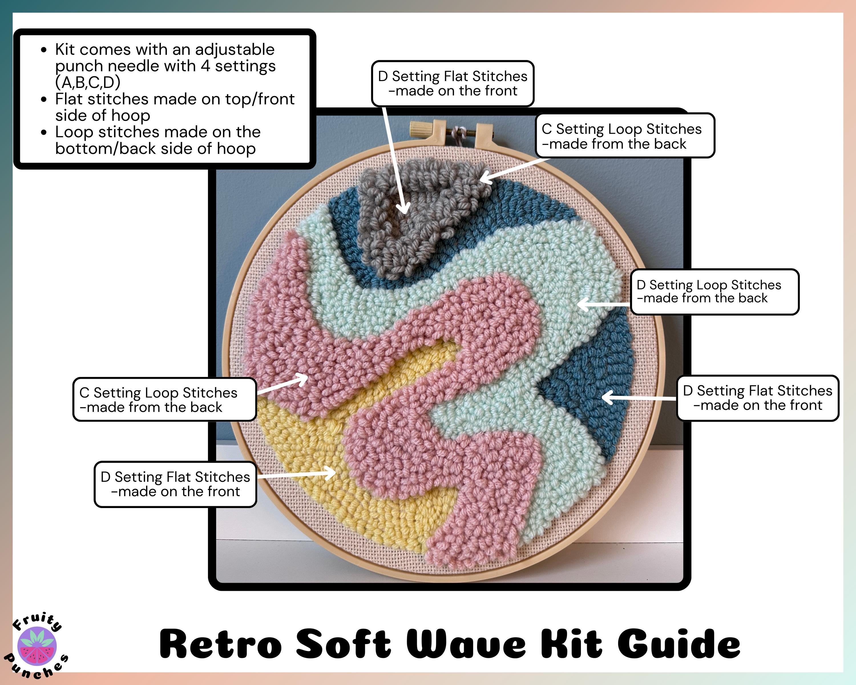 Punch Needle Kit | DIY Embroidery Craft | Retro Soft Wave Art | Craft ...