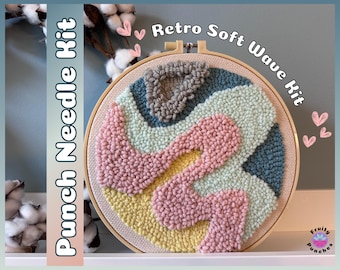Punch Needle Kit | DIY Embroidery Craft | Retro Soft Wave Art | Craft Kit for Needle Punch | Start Kit | Easy Craft | Nursery Wall Art