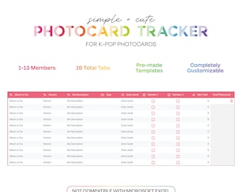 K-Pop Photocard Tracker | Group + Individual member tabs with totals auto-populated  | Google Sheets Template | BTS, ATEEZ, Blackpink + more