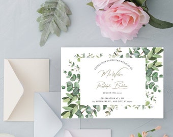 Wildflower Wedding Invitation Suite, Boho Floral Invitation Set, Template, Printable Wedding Invite, Canva Template Editable Wedding Kit