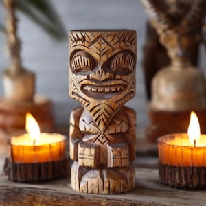 Tiki Art Tiki Mask Hand Carved Wood Decoration Tiki Bar Hawaiian Garden Hand Statue Polynesian Hawaiian Tiki Mask Statue Quirky Garden Beach
