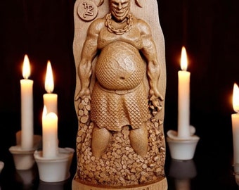 Horned God Demon Mammon Money Spell Occult Decor Occult Art Mammon Statue Wooden Mammon European Occultism Satanic Temple Demon Goetia Altar