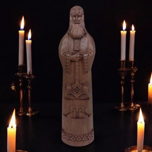 Svarog Slawische Gott-Statue Slawische Götter Slawischer Pagan Gott der Schmiedekunst Slawischen Heidentum Slawische Statue Holzschnitzerei Perun Svarog Holzstatue