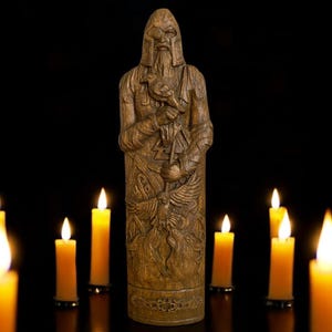 Wooden Figurine Odin Scandinavian God Wood Carving Altar Heathen God Wooden Sculpture Hand Carved Scandinavian Gifts Odin Altar Wuotan Wodan