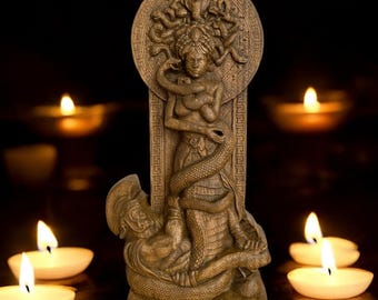Medusa Statue Hand Carved Greek Sculpture Mythological Creature Figurine Myths and Legends Character Statue Fantasy Art Lover Gorgon Medusa
