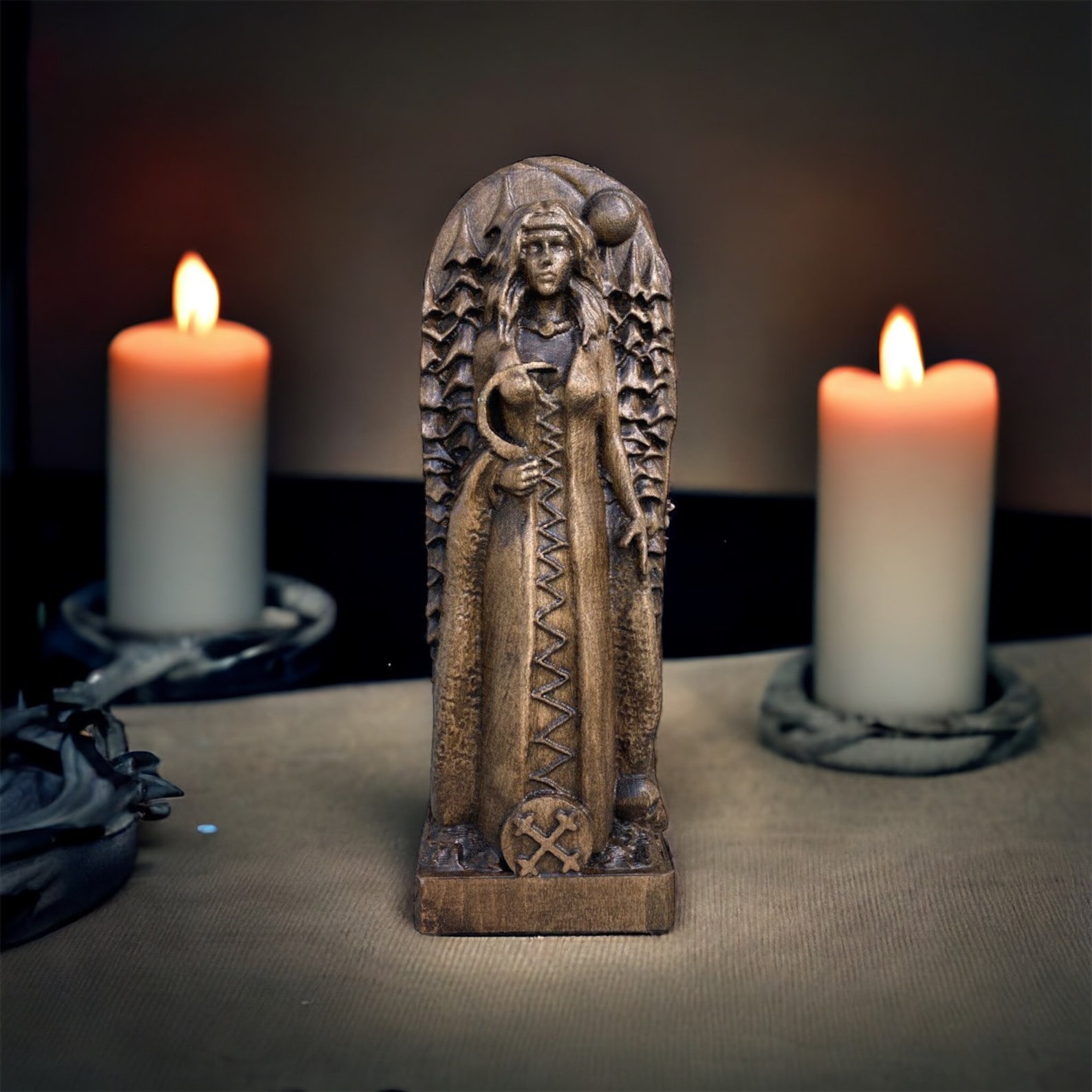 Morana Wood Statue Morana Goddess of Death Mara Figurine Madder Statue ...