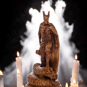 Norse Gods Thor Wooden Gods Thor Wooden Figure Thor Scandinavian God Thor Wooden Gods Sculpture Norse Pantheon Mythology Altar Thor Statue