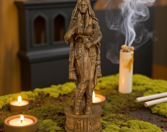 Eir Goddess Pagan Statue Norse Pantheon Nordic Goddess Eir Asatru Altar Kit and Heathen Ritual Eir Scandinavian Goddess Wood Sculpture Eir