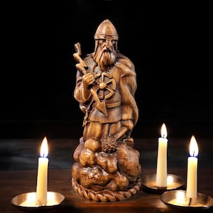 Perun Wooden God Statue Slavic Gods Slavic Pagan Wooden Home Talisman Slavic Pantheon Mythology Altar Perun Statue God of Thunder and War