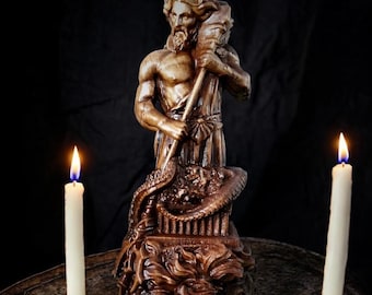 Poseidon Statue Poseidon Antike griechische Mythologie Gott des Meeres griechischer Gott aus Holz Neptun Statue Pantheon griechischer Gott Poseidon Altar Statue