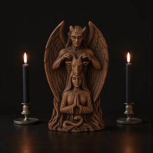 Gothic Home Altar Gothic Decoration Occult Decoration Angels and Devils Witch Cult Occult and Gothic Art Wooden Satan Statue Decor Dark Idol