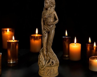 Jörð Diosa escandinava de la tierra y la fertilidad Decoración de altar Wicca Arte mitológico Decoración pagana nórdica Escultura de madera Altar de la diosa madre Jord