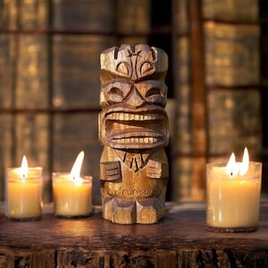 Hawaiian Hand Carved Polynesian Style Ki&#39;i Tiki Statue Hawaiian Ki&#39;i Tiki Sculpture Tiki Totem Hawaii Gifts Garden Ornament Hospitality Tiki