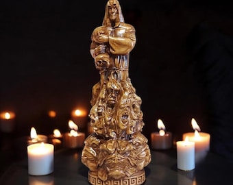 Posąg Hadesa Król Podziemia Grecki Panteon Grecka statua Figurka Hadesa Pogańska pomoc Drewniana rzeźba Grecki bóg Pogańska statua Ołtarz Wicca