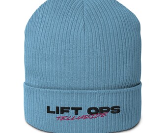 Telluride Lift Ops - logo retro - Gorro de canalé orgánico