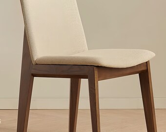 Scandinavian Solid Wood Dining Chair - Minimalist Style - Ergonomic Design - Handcrafted White Waxwood Chair