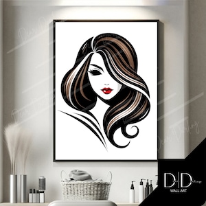 Hair & Beauty, Poster Wall Art, Minimalistic Line Art | Salon, Hairdressers Prints | Hair Stylists | DIGITAL Printable, High Quality 300dpi