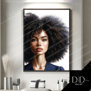 Hair Model Hairdressers Poster Wall Art |  Afro Coil&#39;s Curly Hair | Hair Stylists Tools | DIGITAL Printable Art High Quality 300dpi