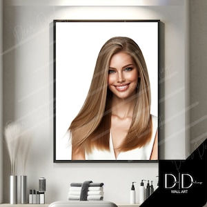 Hair Model, Hairdressers Wall Art Poster | Blonde Hair, Cut Blow dry Image | Hair Stylists Tools | DIGITAL Printable Art High Quality 300dpi