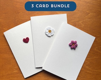 3 Card Bundle - Crocheted Blank A6 Greeting Cards