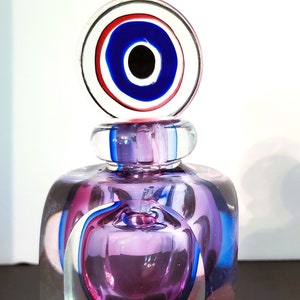 Vintage Sommerso Style Heavy Glass Perfume Bottle by Fifth Avenue Crystal