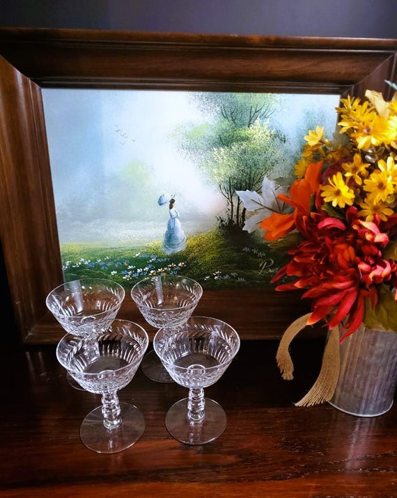 Vintage Tiffin Franciscan Etched Laurel Wreath Crystal Cut Glass