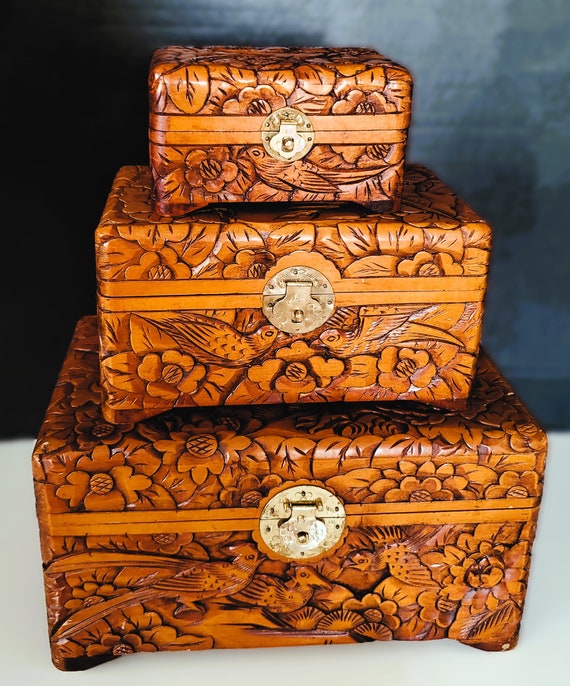 Very Nice Set of 3 Nesting Camphor Wood Boxes
