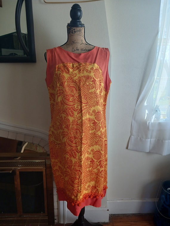 Orange Paisley Vintage Shift Dress