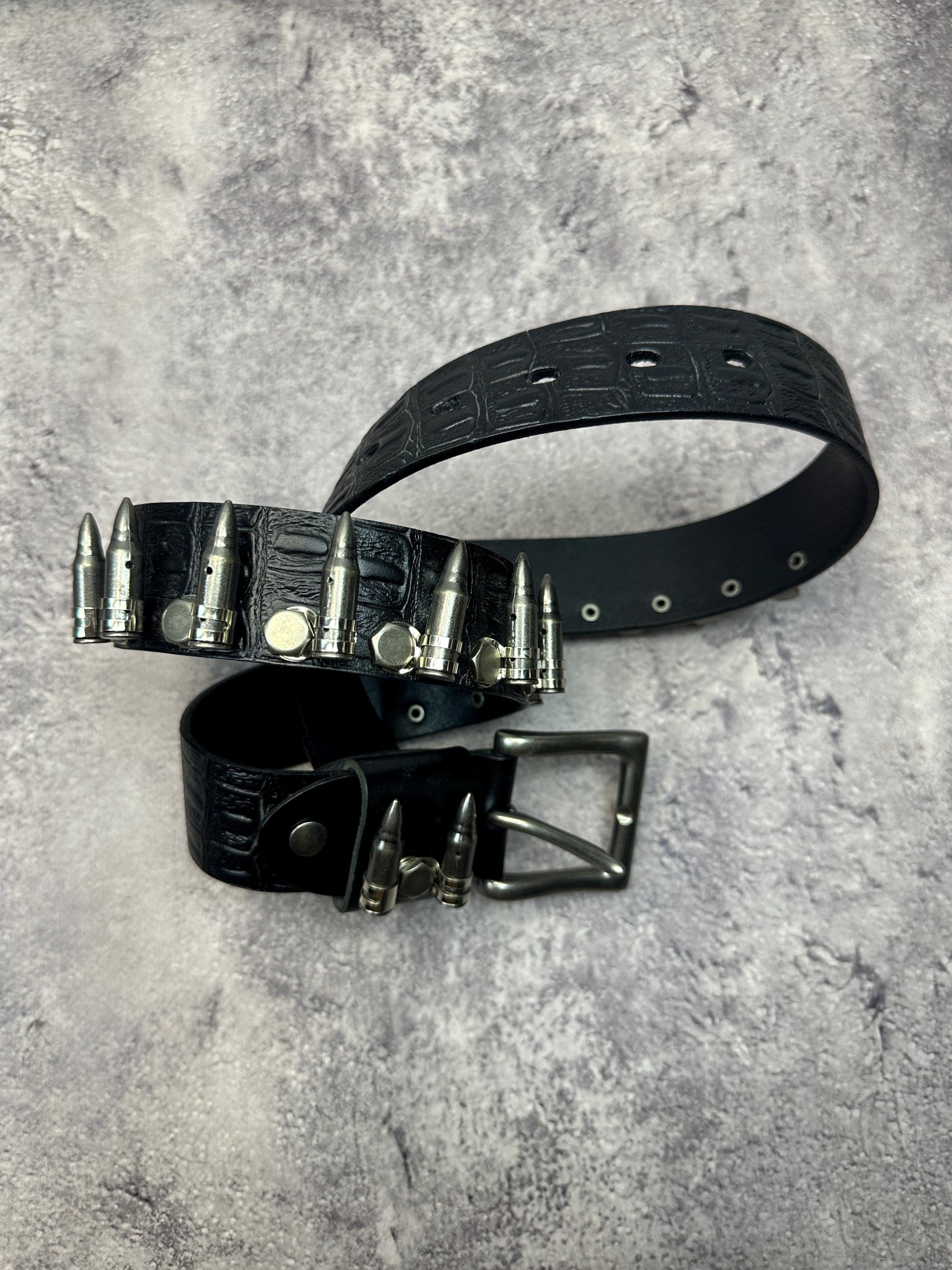 小物 bullets vintagebelt Vintage Leather Belt With Bullets Casings Alpha Chrome