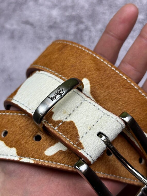 Винтажный кожаный ремень Stüssy Cow Y2K - Etsy