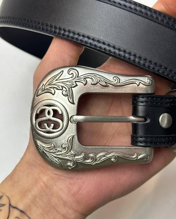 Винтажный ремень Stussy Ss-link Cowboy из черной кожи Винтажный ремень Stussy Ss-link Cowboy из черной кожи