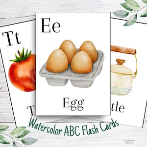 ABC Cards for Kids | Watercolor Flash Cards | Homeschool | Education ABC | Preschool | Alphabet Cards |
