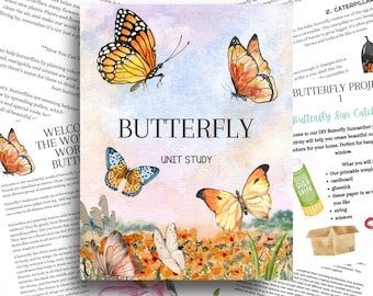 Schmetterling-Einheitsstudie | Hausunterricht | Naturstudie | Lebenszyklus | Anatomie | Lerndruck | Montessori | Lernen | Sofortiger Download