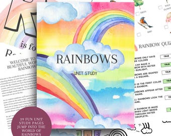 Eenheidsstudie regenboog | 39 pagina's afdrukbaar wetenschaps- en activiteitenpakket voor kinderen | Thuisonderwijs | Eenheidsstudie | leren | Wetenschap | Wiskunde | onderwijs |