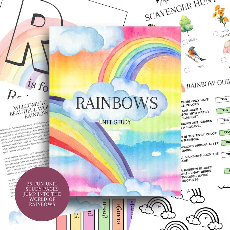 Rainbow Unit Study | 39-page Printable Science & Activity Pack for Kids ...
