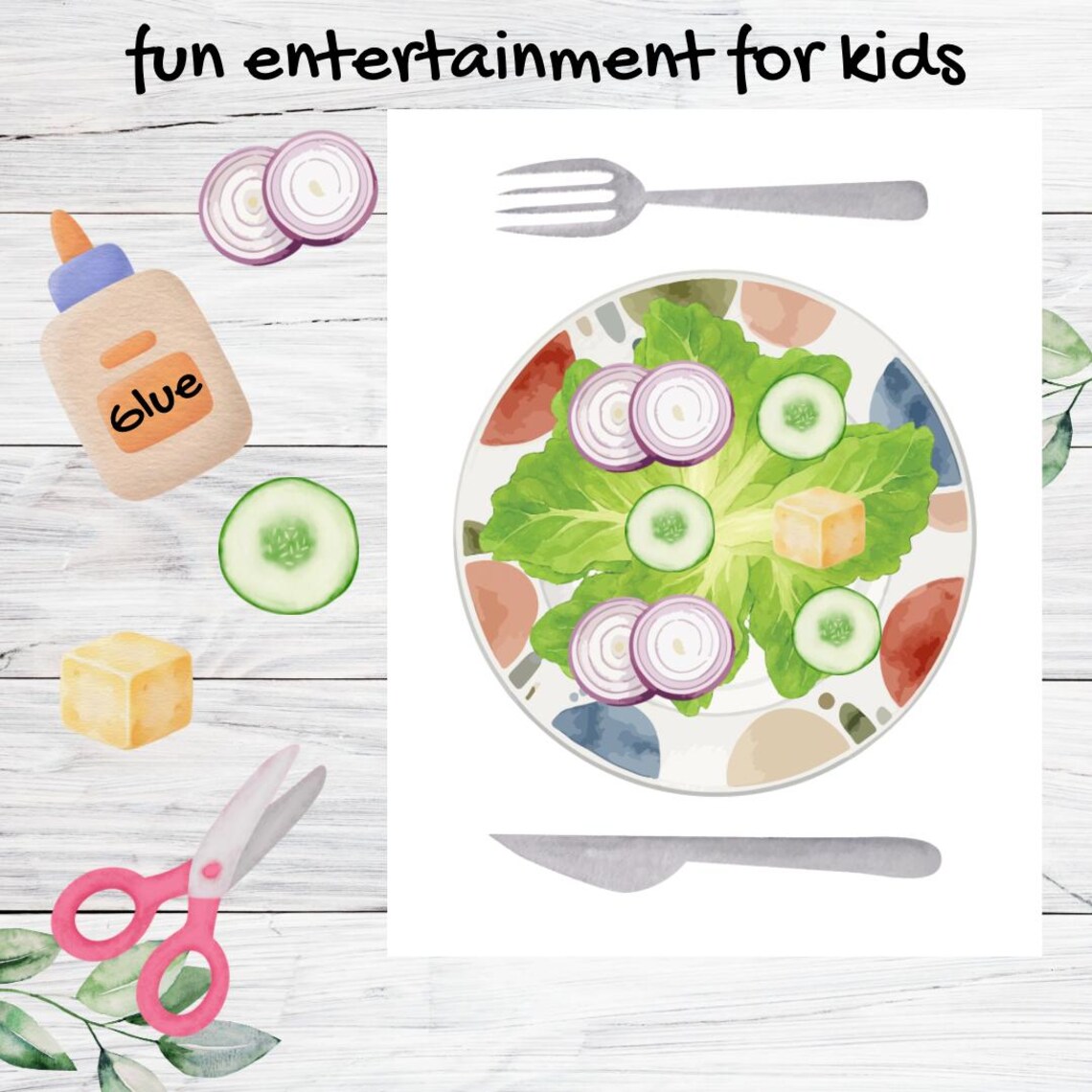 Print & Cut Salad Activity Printable | Pretend Play Food | Fine Motor ...