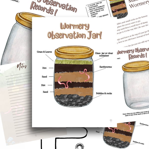 Wormery Project Printable | Children's outdoor play | instant access | Homeschooling | Science  | Worms and nature | Nature Study project