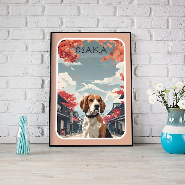 Beagle in Osaka, Digitaler Download, Kunstdruck