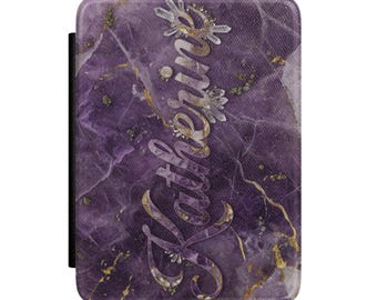 Funda para Kindle personalizada con diseño de mármol morado / Cubierta para lector electrónico con nombre personalizado