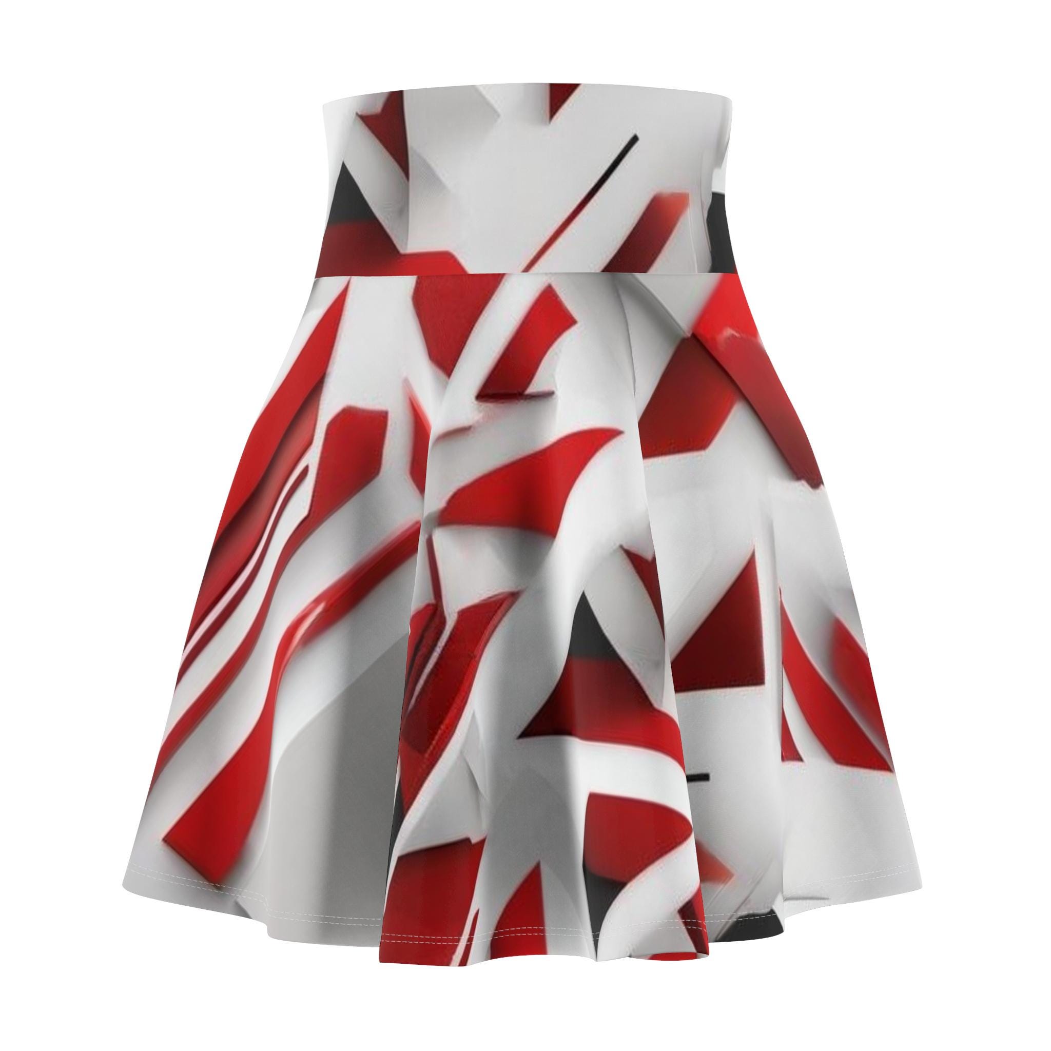 Red Geometric Skater Skirt Listing